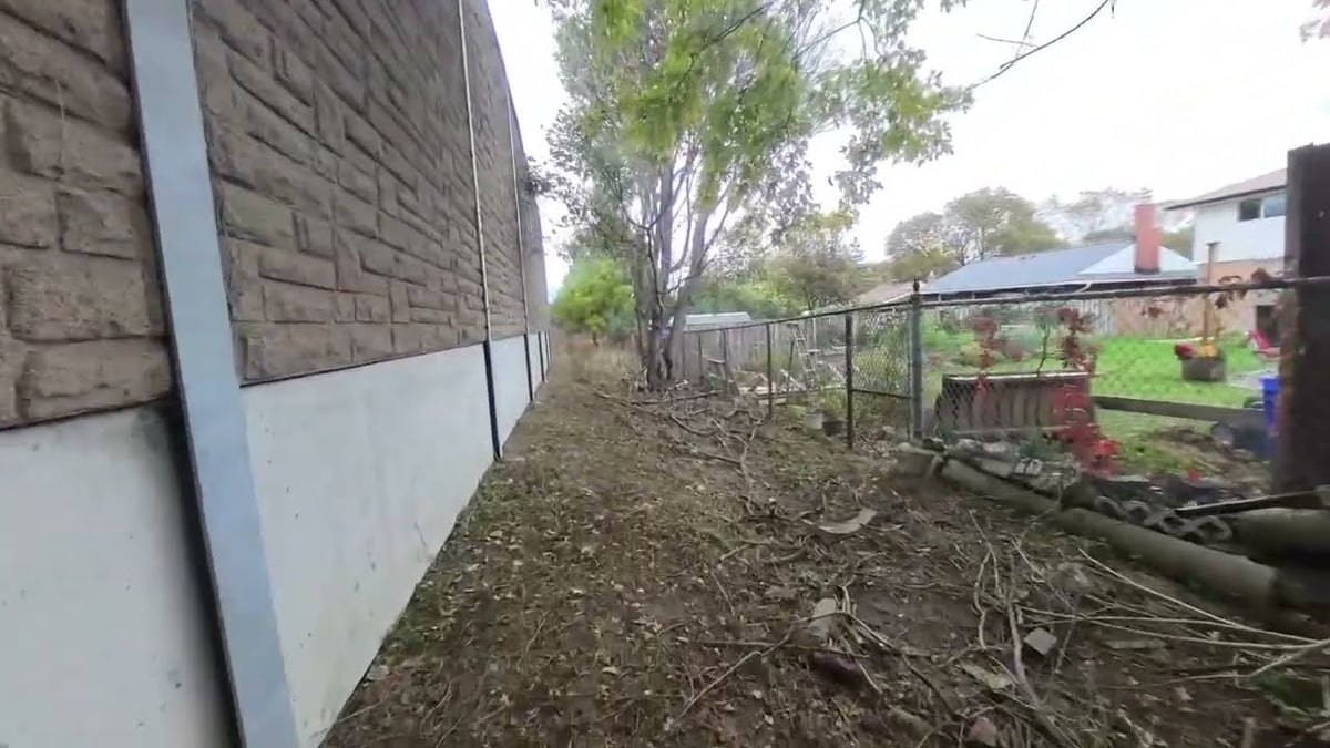 Opened sound wall corridor with browsed ground after grazing
