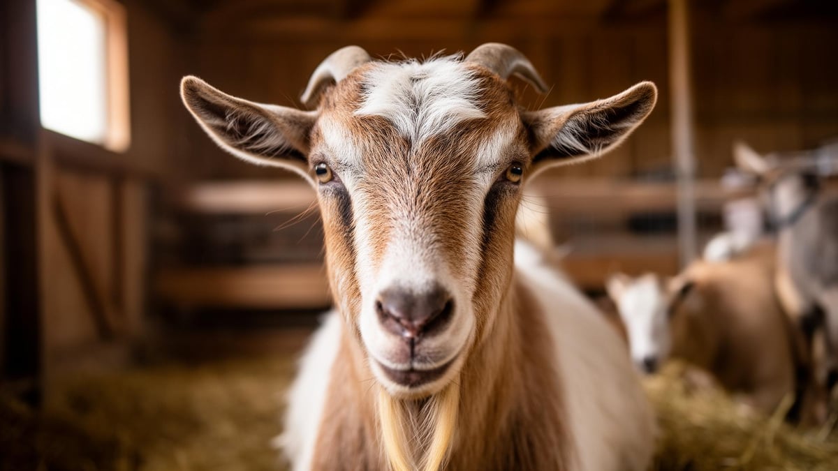 Rescued goat in the sanctuary