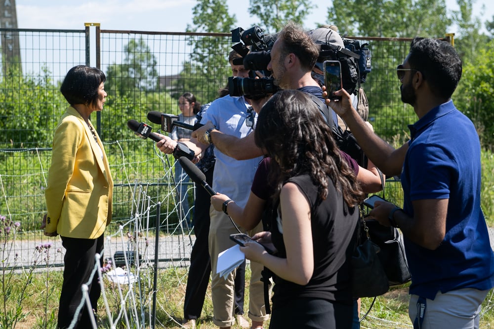 Media coverage of the project at Don Valley Brick Works Park.